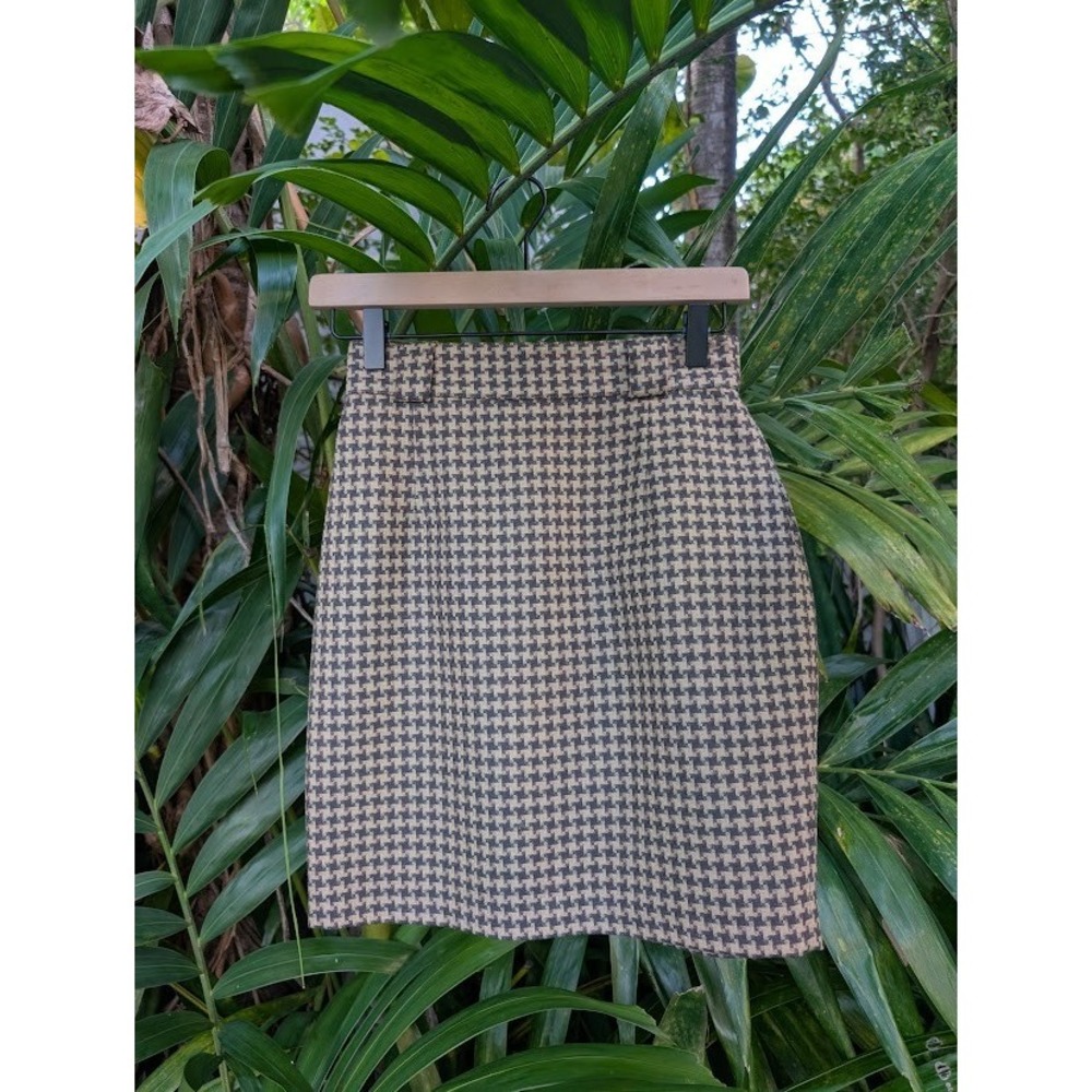 vintage 100% italian wool mini skirt 6 plaid houndstooth preppy gilmore girls